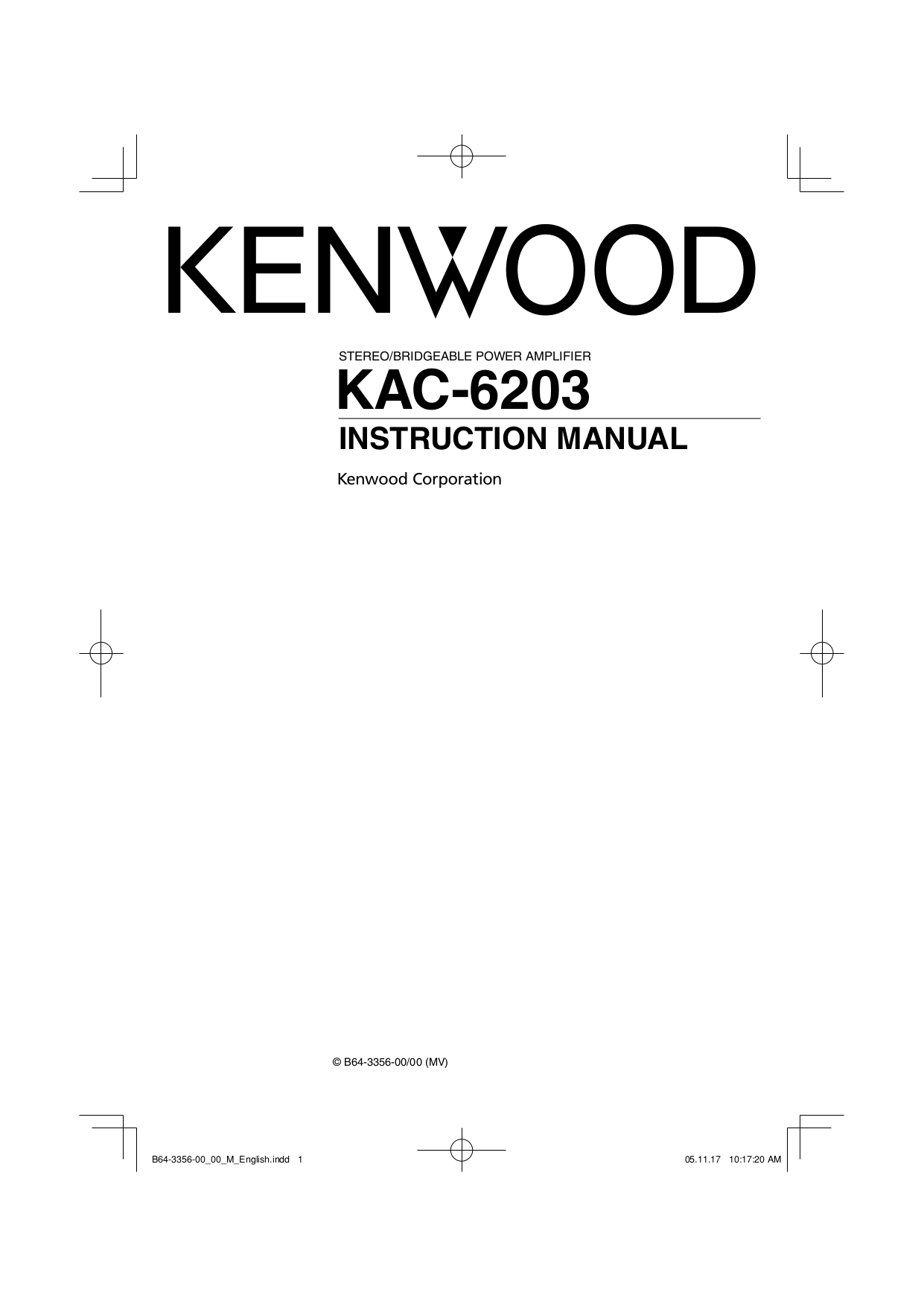 Download free pdf for Kenwood KAC622 Amp manual